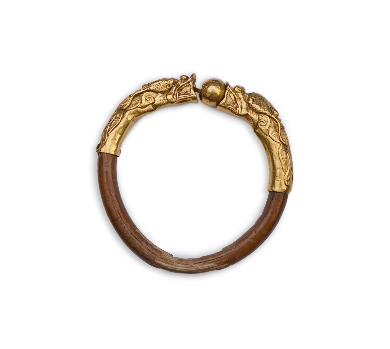 A gold and wood bangle, China, late 19th/early 20th century
